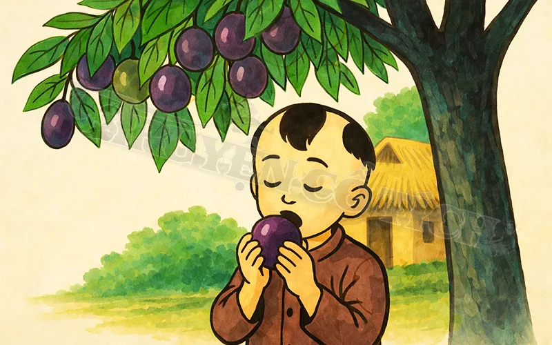 Child receiving food from elder